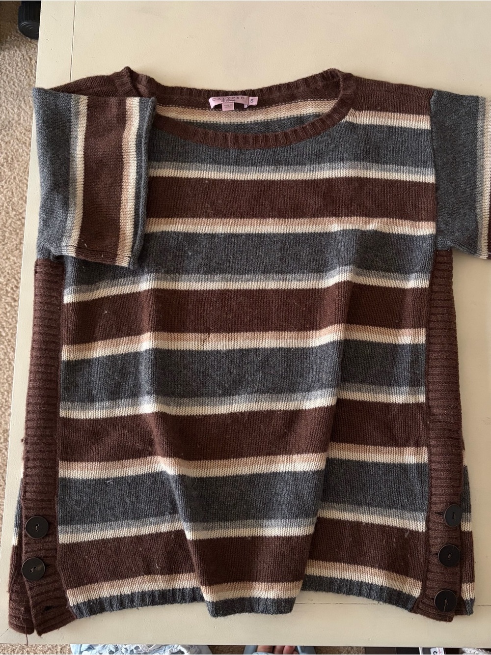 striped short sleeve sweater